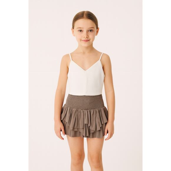 Designers Remix Ruffle Mini Skirt Girls Size 12 Brown Coquette Y2K Parisian Fall - Picture 1 of 6